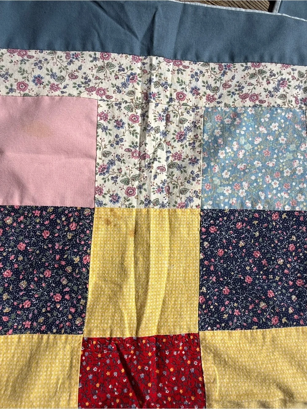 Handmade Patchwork Around the World 77x94 Quilt TOPPER and Two Shams